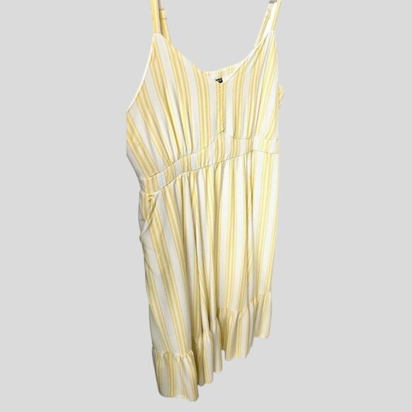 NEW TORRID Plus size maxi yellow & white striped challis sleeveless tiered dress - Picture 3 of 16